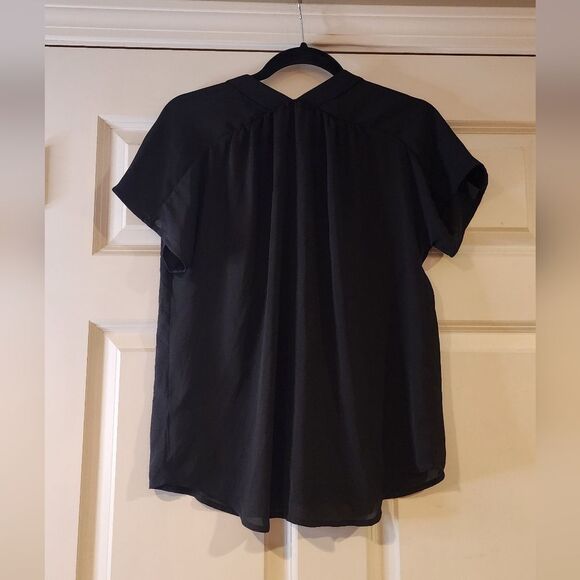 Express sheer black short sleeve blouse S - Picture 4 of 4